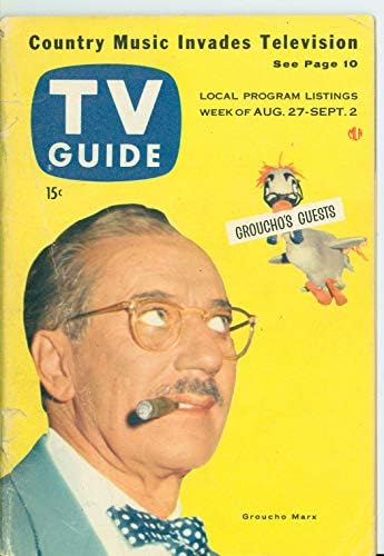 1955 TV Rehberi 27 Ağustos Groucho Marx-Minnesota Eyalet Baskısı Çok İyi (10 üzerinden 3) Mickeys Pubları tarafından İyi Kullanılmış