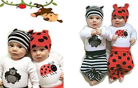 3 ADET Bebek Yenidoğan Bebek Erkek Kız Hayvan Baskı Uzun Kollu Romper Bodysuit Tops + Uzun Pantolon ve Şapka Kıyafetler Set