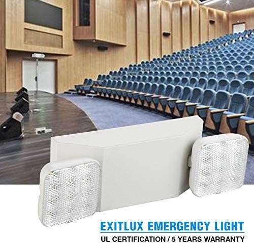 EXİTLUX 1 Paket 2 LED Kafalı LED Acil Aydınlatma Armatürü - Elektrik Kesintisi için Pil Yedeklemeli Kablolu Ayarlanabilir Beyaz