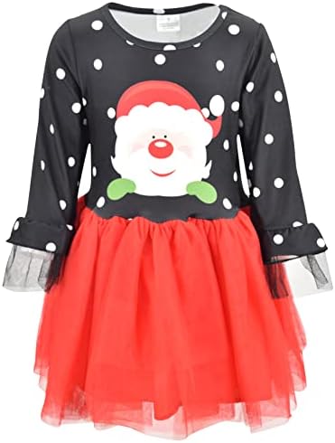 Benzersiz Bebek Kız Siyah ve Kırmızı Santa Tutu Noel Elbise