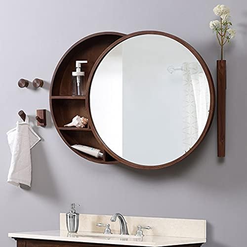 Banyo Aynası Dolabı Masif Ahşap Banyo Aynası Dolabı Raflı Ayna Dolabı Tuvalet Tozu Odasında Kullanılan Yuvarlak Banyo Aynası
