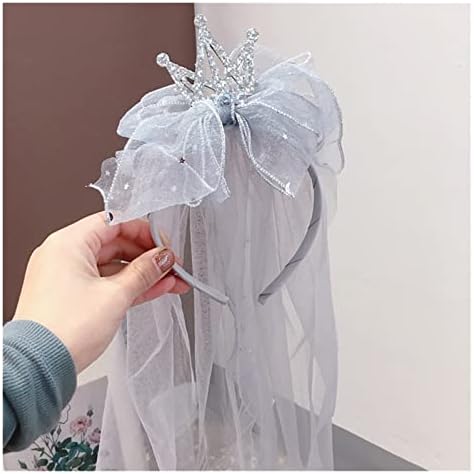 SXCLS Bantlar Çocuklar için Kız Prenses Hairbands Iplik Taç Yay Düğüm Çiçek Çocuk Saç Aksesuarları Kore Toptan, Gelin Peçe (Renk: