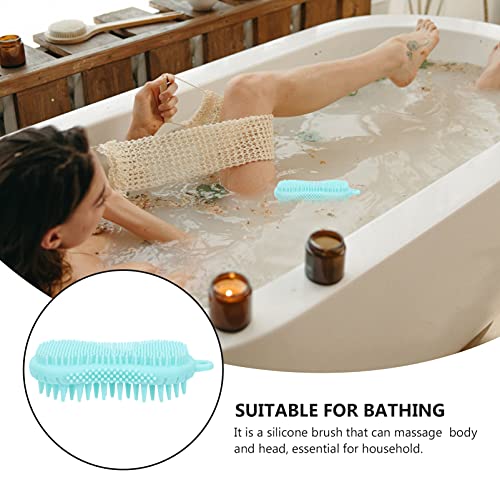 FOMİYES Silikon Banyo Fırça Banyo ve Şampuan Fırça Peeling Silikon Vücut Scrubber Saç Derisi Masaj Banyo Aksesuarları (Yeşil
