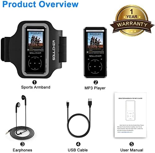 MP3 Çalar, 16 GB MP3 Çalar ile Bluetooth 4.0, Taşınabilir HiFi Kayıpsız Ses MP3 Müzik Çalar ile FM Radyo Ses Kaydedici E-Kitap