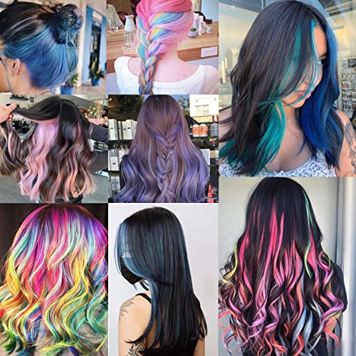 LUX & CHİC 12 Pcs renkli saç ekleme 20, Vurgulamak Renkli klipsli postiş Düz Sentetik Sahte Renk Hairpieces saç Parçaları Peruk