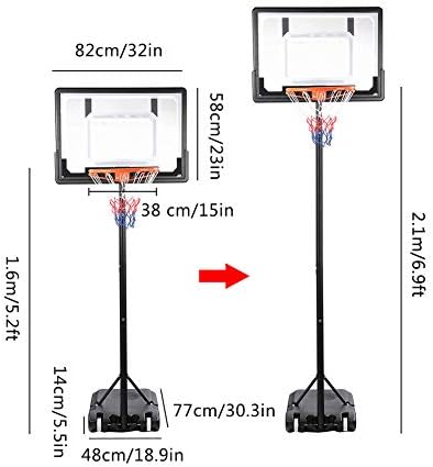 PBOHUZ basketbol potası Taşınabilir Çıkarılabilir basketbol potası Yüksekliği Ayarlanabilir Standı Kapalı Açık Hava Etkinlikleri