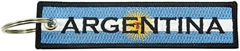 Arjantin Bayrağı Anahtarlık, %100 İşlemeli