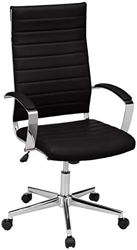 Basics Yivli Puresoft Döşemeli Yüksek Sırtlı Yönetici Döner Ofis Masası Sandalyesi-Siyah, Bel Desteği, Modern Tarz