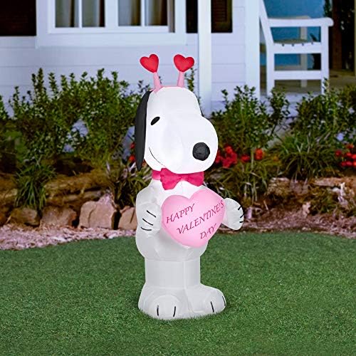 Gemmy Airblown Şişme Valentine Snoopy, 3,5 ft Boyunda, Pembe