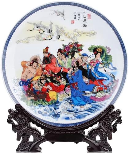 26 cm Çin Sekiz Ölümsüzler Desen Seramik Süs Plaka Asılı Plaka Dekorasyon
