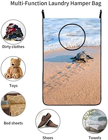 TCİYPİLTD Kum Plajı Deniz Kaplumbağası Okyanusa Doğru Yürüyün Çamaşır Sepeti, Çamaşır Torbasını Asın, Kirli Kıyafetleri Dolap