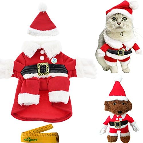 Wiz BBQT Köpek Kedi Pet Noel Kostüm Noel Baba Takım Elbise ile bir Kap ve 2 Saç Klipler için Kediler Köpekler Evcil