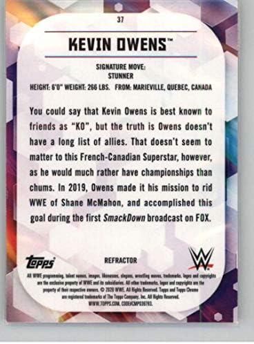 2020 Topps Chrome WWE Refraktörleri Güreş 37 Kevin Owens Raw Topps Şirketinden Resmi Dünya Güreş Eğlence Ticaret Kartı