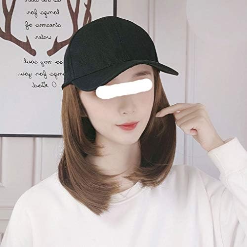 FKSDHDG Uzun Sentetik beyzbol şapkası Saç Peruk Doğal Bağlantı Şapka Peruk Ayarlanabilir Kız için (Renk: Doğal Siyah)