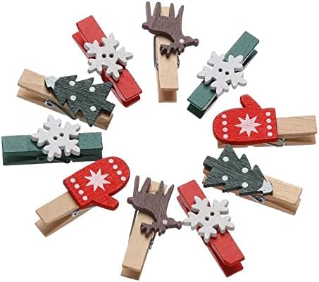 YIGINS Mini Noel Ahşap Klipler kart tutucu Fotoğrafları Duvar Kelepçe Kar Tanesi Elk DIY Noel Süs DIY Hediyeler Yeni Yıl Partisi