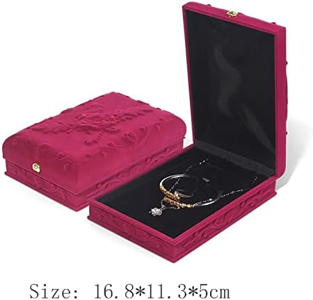 YKBTP Kadife Kabartmalı Mücevher Kutusu Yüzük Küpe Bilezik Ekran Hediye Kutusu (Renk: Kırmızı, Boyut: Bir Boyut)