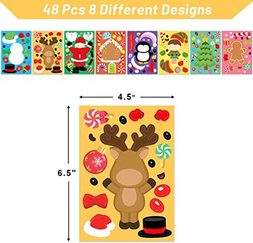 48 Adet Kendi Yapmak Noel Sticker Levhalar Çocuklar için Ev Sınıf Parti Favor Sanat Zanaat Okul Ödülleri