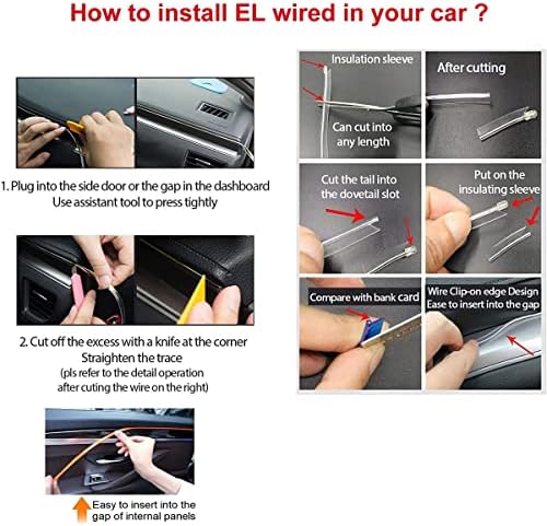 USB El tel, neon halat şerit ışıkları 5 V sigorta koruması ile otomotiv araç iç dekorasyon için 6mm dikiş kenarı ile.... (Kırmızı,