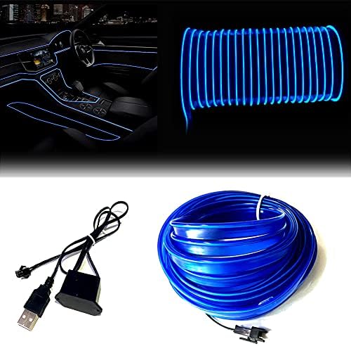 USB El tel mavi, 9.8 FT / 3 M Neon halat şerit ışıklar 5 V sigorta koruması ile Otomotiv araç iç dekorasyon için 6mm dikiş kenarı