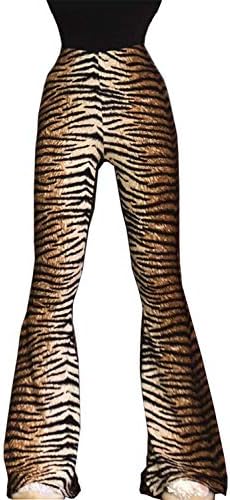 Aventy Kadın Leopar Yılan Derisi Baskı Yüksek Bel Flare Pantolon Lady Kat-Uzunluk Çan Alt Rahat Geniş Bacak Palazzo Pantolon