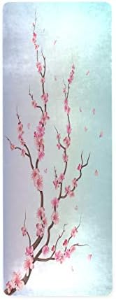 ALAZA Seyahat Yoga Mat Kaymaz, Katlanabilir Yoga Mat, Yoga Mat Havlu Egzersiz Paspaslar için Kadın Kız Japonya Sakura Kiraz Çiçeği