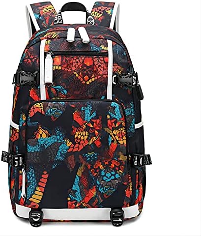 Moda anime sırt çantası çok fonksiyonlu seyahat dizüstü sırt çantası USB arayüzü ile ayarlanabilir omuz askısı okul çantası (Color-9)