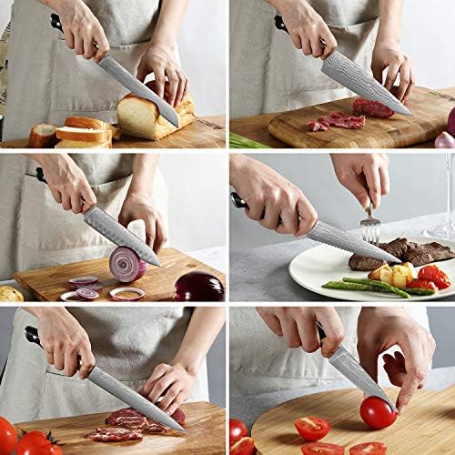 Mutfak Şam Bıçak Seti, JianRui 9-Piece Mutfak Bıçak Seti ile Blok, ABS Ergonomik Kolu için Şef Bıçak Seti, bıçak Kalemtıraş ve
