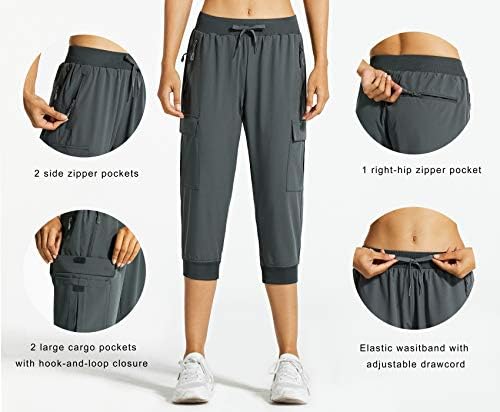 Lıbın kadın Kargo kapri pantolonlar Yürüyüş Kırpılmış Pantolon Hafif Hızlı Kuru Joggers Atletik Egzersiz Rahat Açık Şort