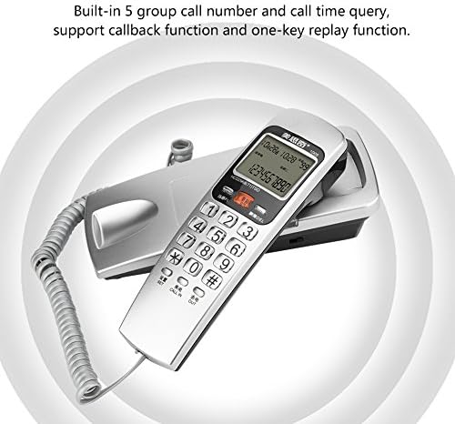 Telesekreterli Kablolu Telefon Masası FSK DTMF Arayan Kimliği Telefon Sabit Hat Moda Uzatma Telefonu Ev için(Gümüş)