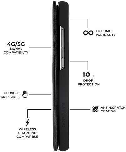 Case-Mate-DERİ CÜZDAN FOLİO - Samsung Galaxy S20 için Kılıf-4 Kart + Nakit Tutar-6.2 inç-Siyah Deri