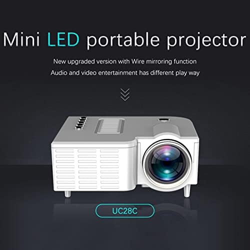 Prettyia Mini Projektör, 1080P HD Video DLP Taşınabilir Projektör WiFi, Kablolu Ekran, Cep Boyutunda Ev Sineması Projektörü-Beyaz