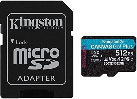 Adaptörlü Kingston 512GB Canvas Go Plus microSD Hafıza Kartı (2 Paket), GoPro Hero 10 (Hero10) Sınıf 10, SDXC (SDCG3/512GB) Paketi
