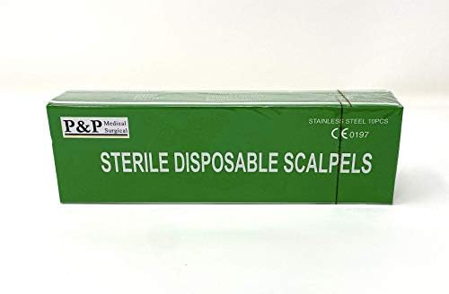 Tek Kullanımlık Neşterler Steril Cerrahi Bıçak Boyutu 18 Plastik Saplı ve Metrik Hatlı Paslanmaz Çelik P & P TIBBİ CERRAHİ Kutu