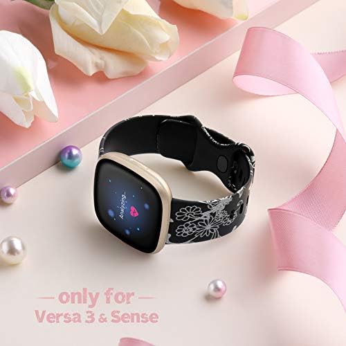 Kadın Kızlar için Fitbit Sense ve Versa 3 ile Uyumlu Maledan Bantları, Yumuşak Desen Baskılı Versa 3/ Sense Akıllı Saat için
