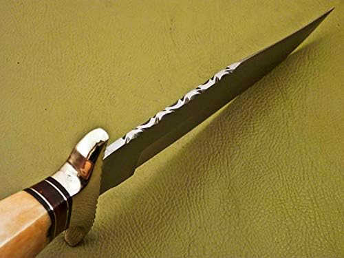Sk Şam Bıçaklar D2 Çelik Bıçak Özel El Yapımı-12 Güzel D2 Çelik Avcılık Bowie Bıçak Deve Kemik ve Sert Ahşap Kolu ile Deri Kılıf