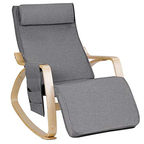 Relax Ayarlanabilir Salon Sallanan Sandalye ile Yastık ve Cep Rahat Kol Dayama Arkalığı Ayarlanabilir Footrest