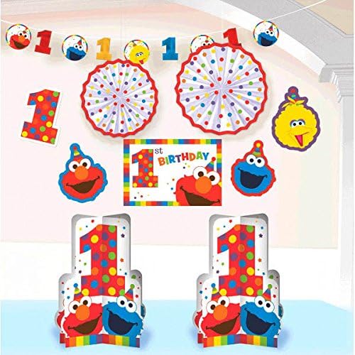 Elmo Bir Doğum Günü Partisi Malzemeleri Dekorasyon Paketi Açar. Elmo Temalı Doğum Günü Önlüğü, Mama Sandalyesi Seti, Doğum Günü