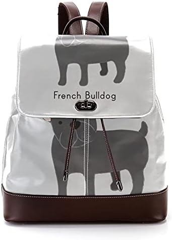 Erkekler Kadınlar için rahat PU Deri Sırt Çantası omuzdan askili çanta Öğrenciler Sırt Çantası Seyahat çantası Fransız Bulldog