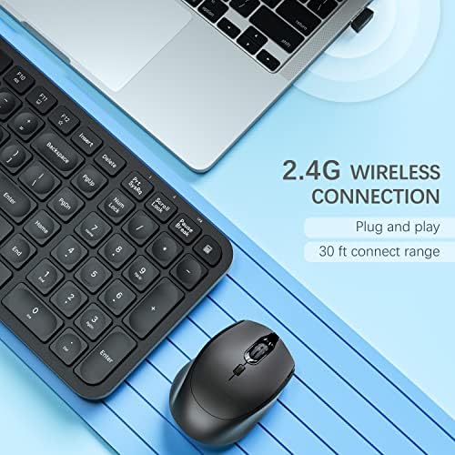 Kompakt Klavye ve Fare Combo Kablosuz, TopMate 2.4 G Küçük Boyutlu İnce Taşınabilir Sessiz Klavye Fareleri, PC/Dizüstü Bilgisayar/Windows/Mac