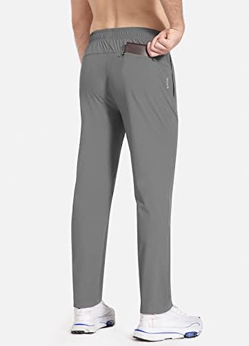 BALEAF erkek Koşu Pantolon Elastik Bel Hafif Koşu Streç Golf egzersiz pantolonları ile fermuarlı Cepler