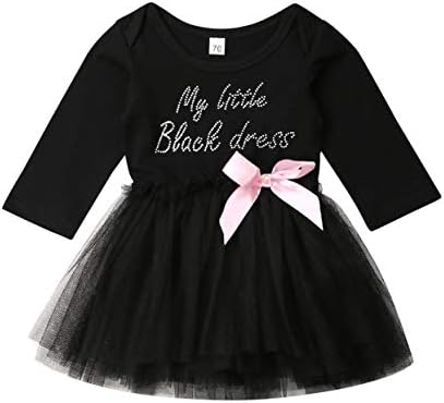 Yenidoğan Bebek Bebek Kız Benim Küçük Siyah Uzun Kollu Elbise Üst Tül Tutu Elbise Etekler Güz Kış Giysileri Kıyafetler