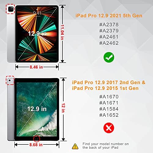 Fintie Hibrid Slim Case iPad için Pro 12.9-inç 5th Nesil 2021-[Dahili Kalemlik] Darbeye Kapak ile Temizle Şeffaf Arka Kabuk,