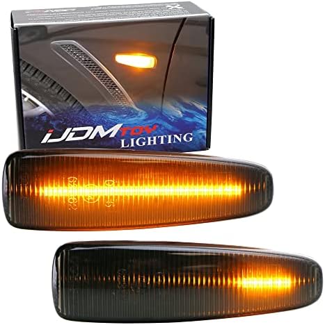 ıJDMTOY Füme Sıralı Blink Amber LED Side Marker ışık Meclisi İle Uyumlu Mitsubishi Lancer Evo X Mirage Outlander Spor, 36-SMD