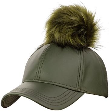 C. C Ünlü Stil Precurved PU Beyzbol Şapkası w / Takılabilir Pom Pom