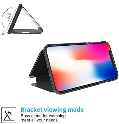 Ostop Samsung Galaxy A72 Kılıf ile Uyumlu, İnce İnce Standı Deri Şeffaf Ayna Telefon Kılıfı ile Akıllı Clear View Elektrolizle