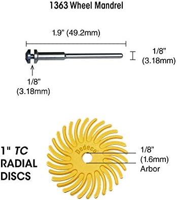 Dedeco Sunburst - 1 İnç TC Radyal Kıl Diskler-1/8 İnç Çardak-Hassas Termoplastik Döner Temizleme ve Parlatma Aracı, Standart