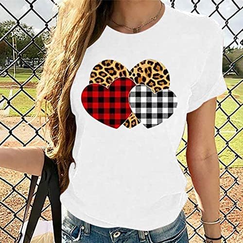 2022 Sevgililer kalp grafik T-shirt kadın kısa kollu üstleri rahat T-Shirt giyim için