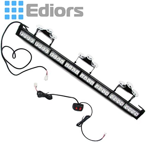 Ediors 35.5 LED 13 Modları Tehlike Trafik Danışmanı Acil Uyarı Tow Araç Oto Kamyon Strobe ışık Bar Kiti İle Vantuz (Beyaz / Kırmızı)