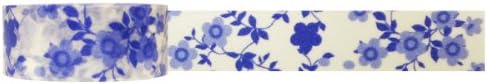 Wrapables Çiçek ve Doğa Japon Washi Maskeleme Bandı, Mavi Çiçekler