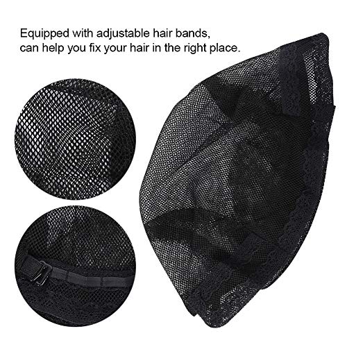 Siyah Hairnet peruk kap elastik kubbe saç örgü peruk erkek kadın yapmak için ayarlanabilir kayış ile